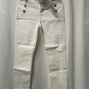 LOFT White High Rise Jeans with Distressed Detail